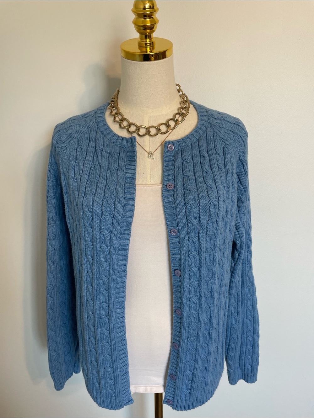 COTTON :: Original Double L Sweater heavyweight cable cardigan - LL Bean